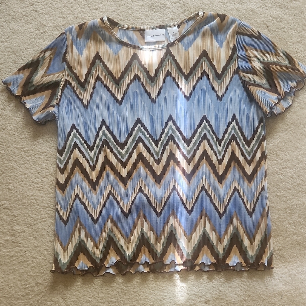 Alfred Dunner Multicolor Chevron Top
